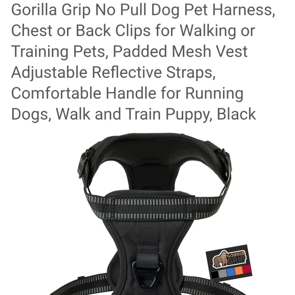 Black Dog Harness with Reflective Straps